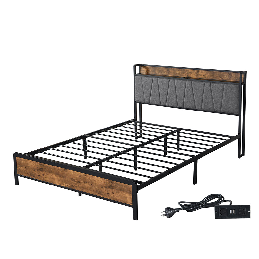Levede Queen Bed Frame Tufted Headboard USB Charge-1954802934642511872