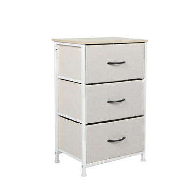 Levede Chest of 3 Drawers Bedside Table Beige-1954802983418073088