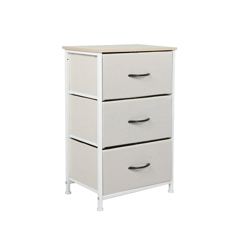 Levede Chest of 3 Drawers Bedside Table Beige-1954802983418073088