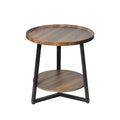 Round Two Tier Bedside Table - Brown