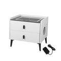 Smart Bedside Table with Wireless Charging, LED Lights and Bluetooth - White