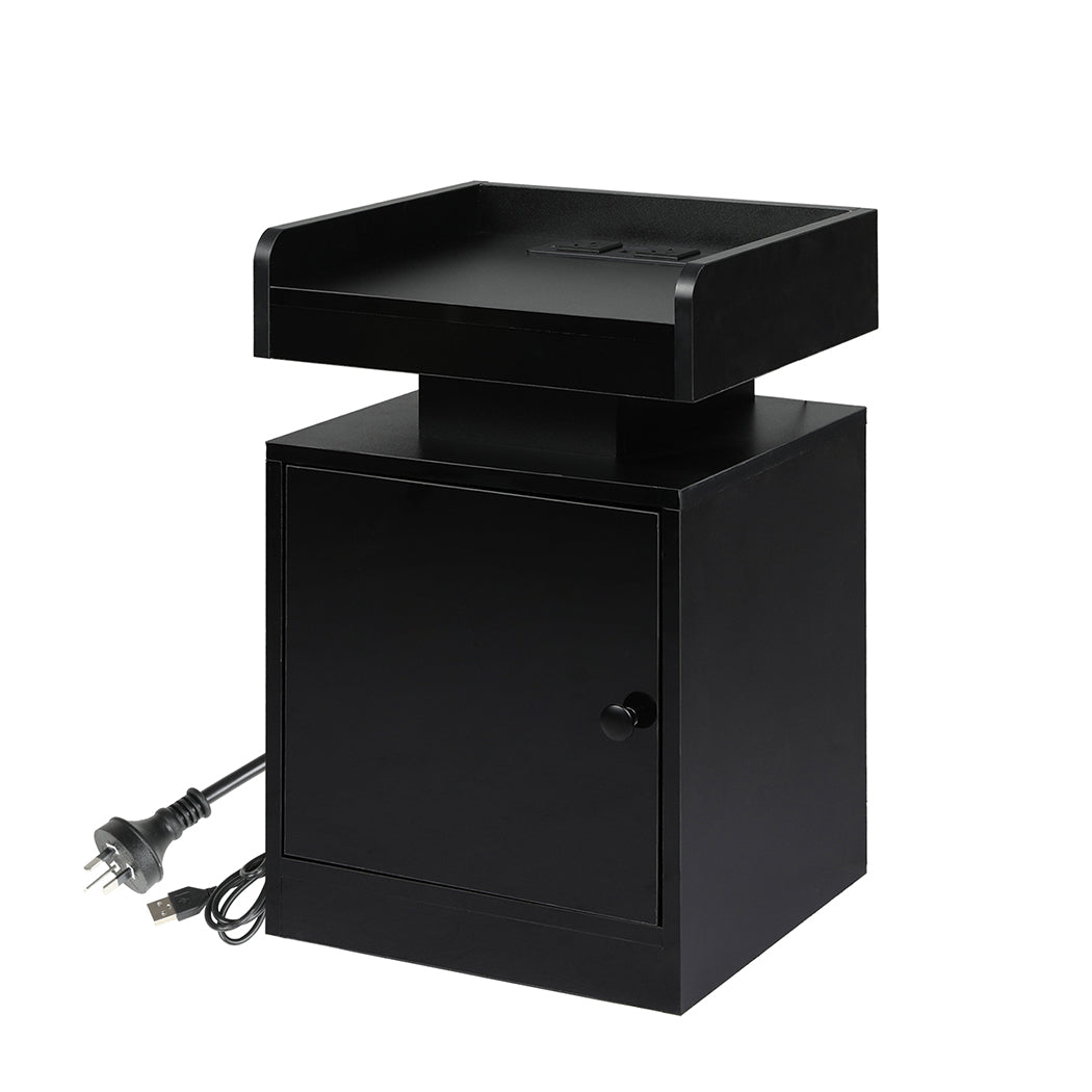 Levede Bedside Table USB Charger Outlet RGB Black-1954802384651816960