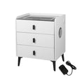 3 Drawer Smart Bedside Table with Wireless Charging, LED Lights and Bluetooth - White