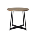 Round Bedside Table with Steel Legs - Brown