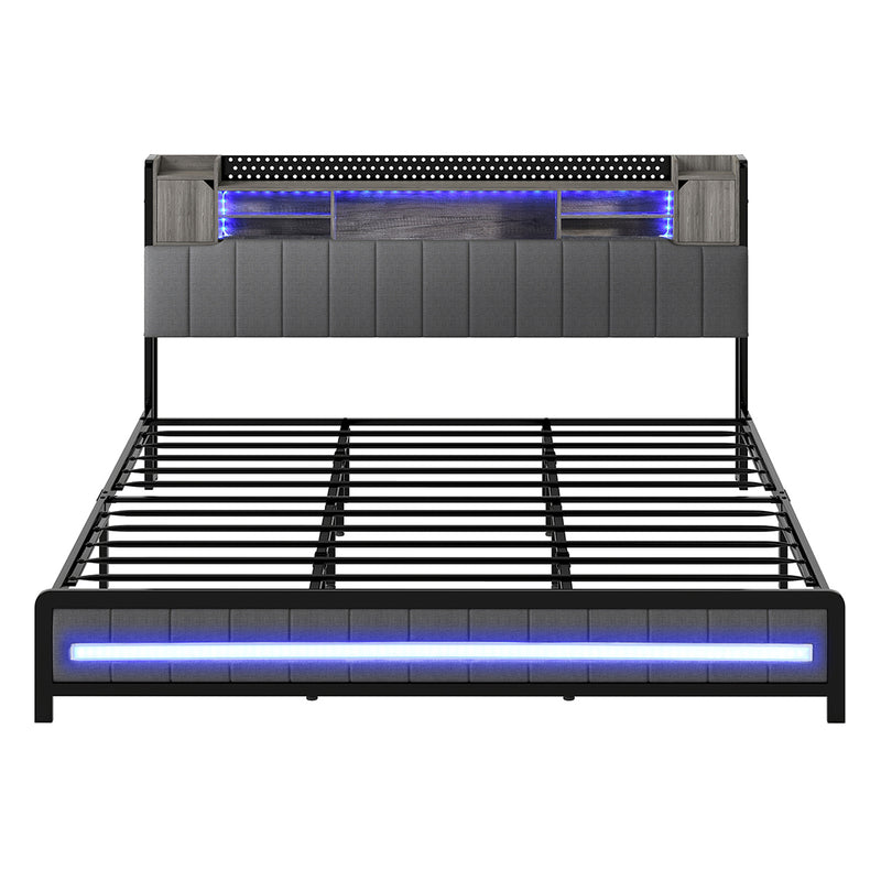 Levede King Bed Frame with Storage Headboard RGB LED-2011971105136447489