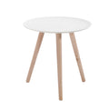 Retro Side Table with Solid Wood Legs - White