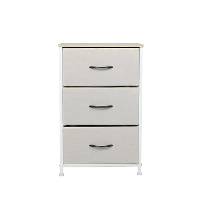 Levede Chest of 3 Drawers Bedside Table Beige-1954802983418073089