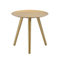 Retro Side Table with Solid Wood Legs - Gold