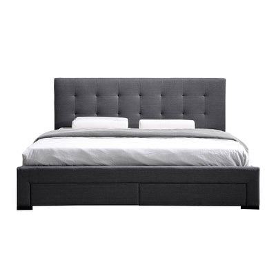 Levede Queen Bed Frame Fabric Tufted Dark Grey-1954802923942842369
