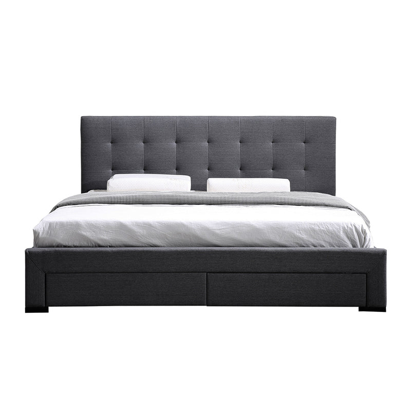 Levede Queen Bed Frame Fabric Tufted Dark Grey-1954802923942842369