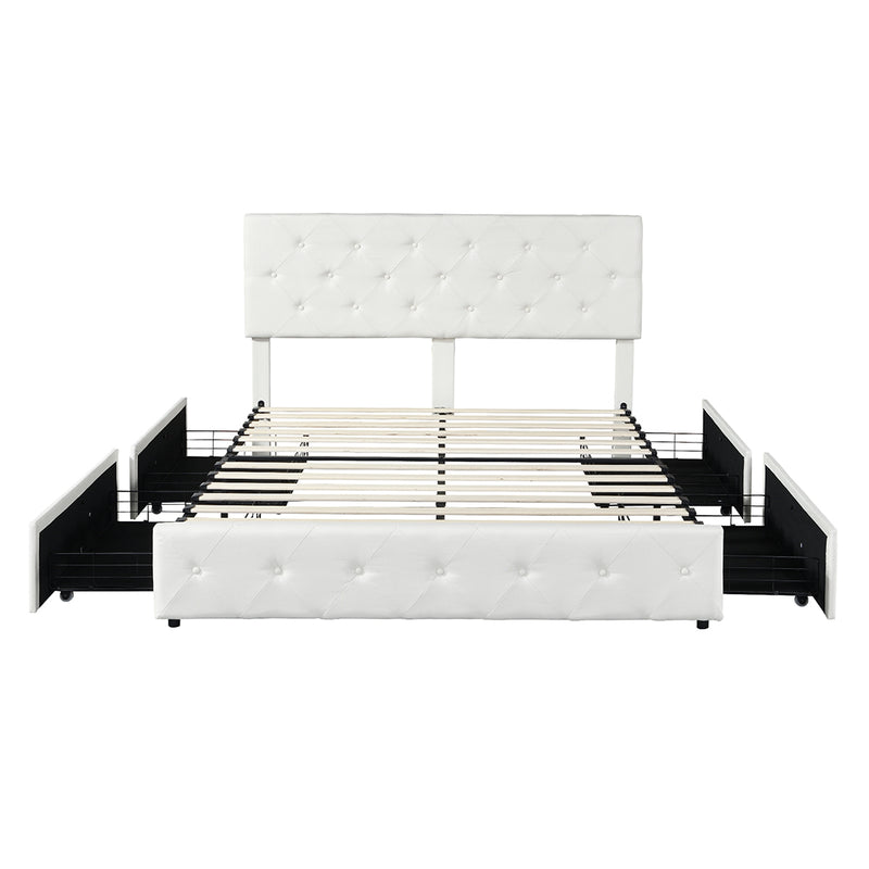 Levede Queen Bed Frame Tufted 4 Drawer-1954802933145145345