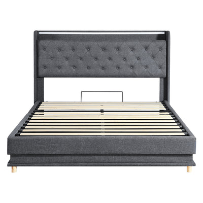 Levede Double Bed Frame Gas Lift LED Light-1954802406353145857