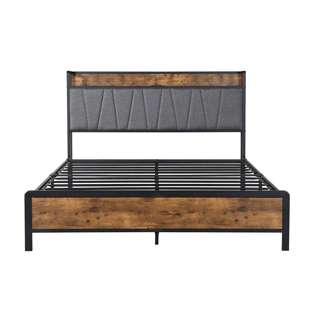 Levede Queen Bed Frame Tufted Headboard USB Charge-1919892912343224321