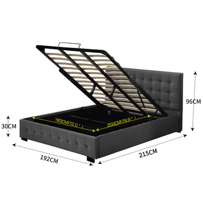 Levede Fabric Bed Frame King Tufted Dark Grey-1954802922613248002