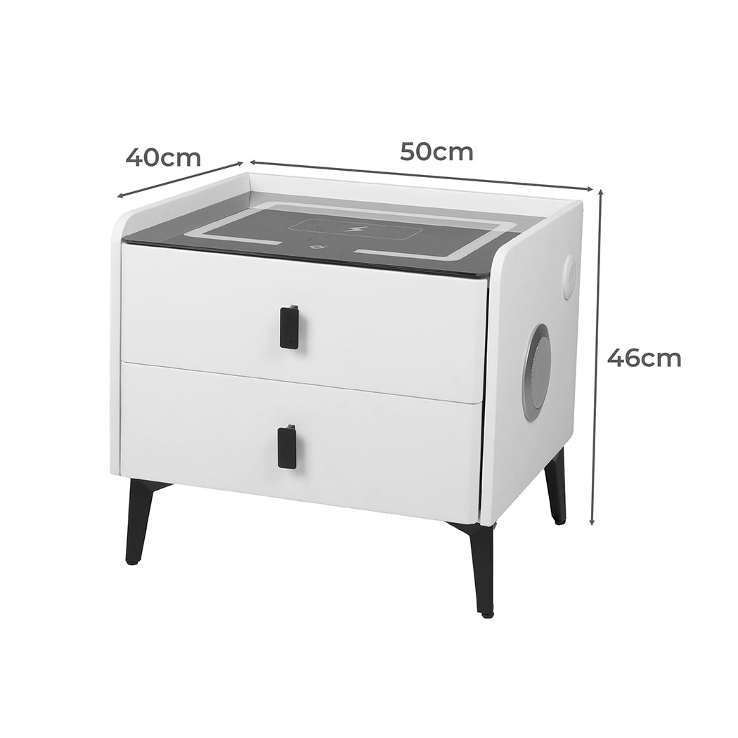 Levede Bedside Table LED Lights Drawers Storage-1954802385163522050