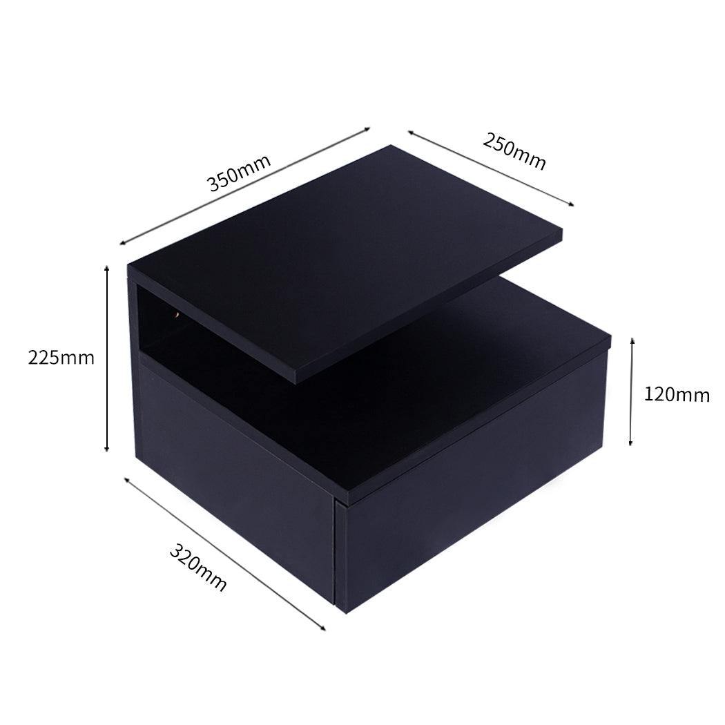 Levede 2x Bedside Tables Side Table Black-1954802716459012098