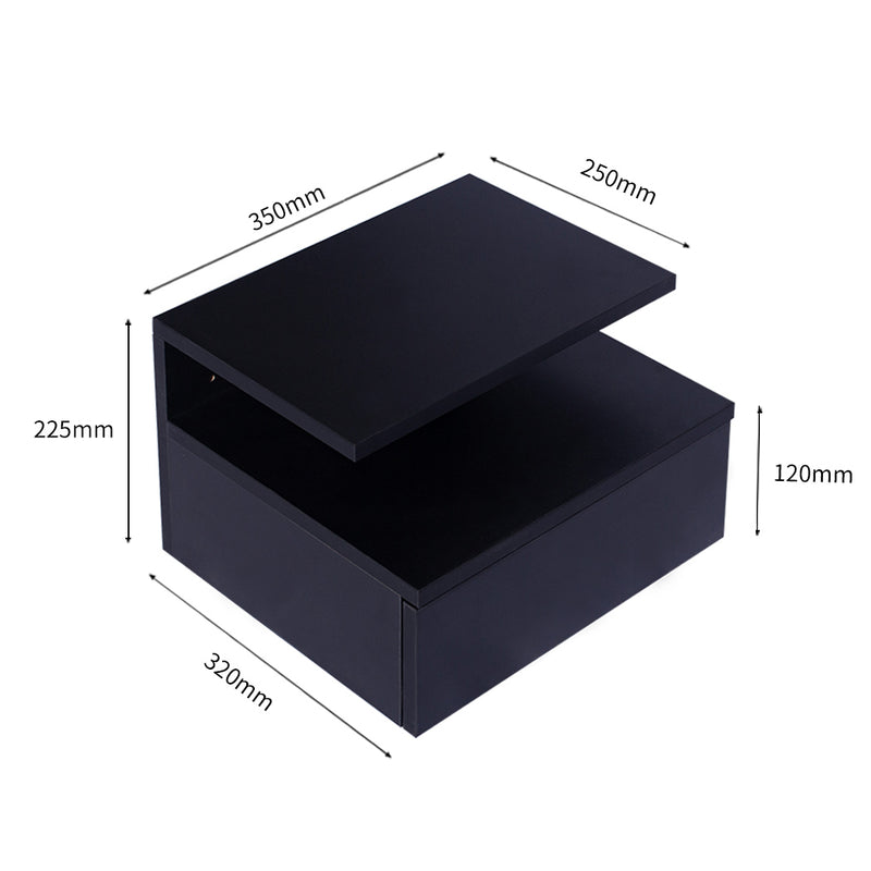 Levede 2x Bedside Tables Side Table Black-1954802716459012098