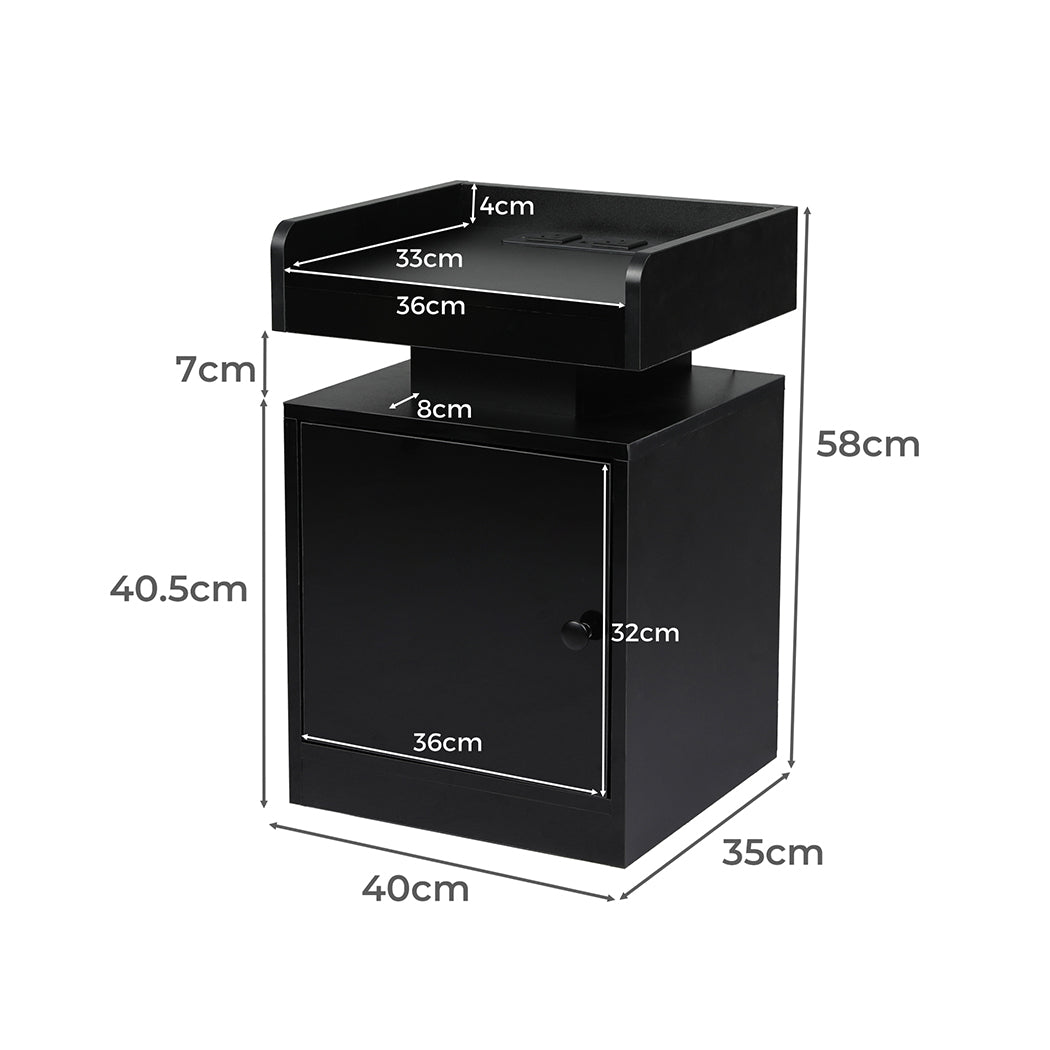 Levede Bedside Table USB Charger Outlet RGB Black-1954802384651816962