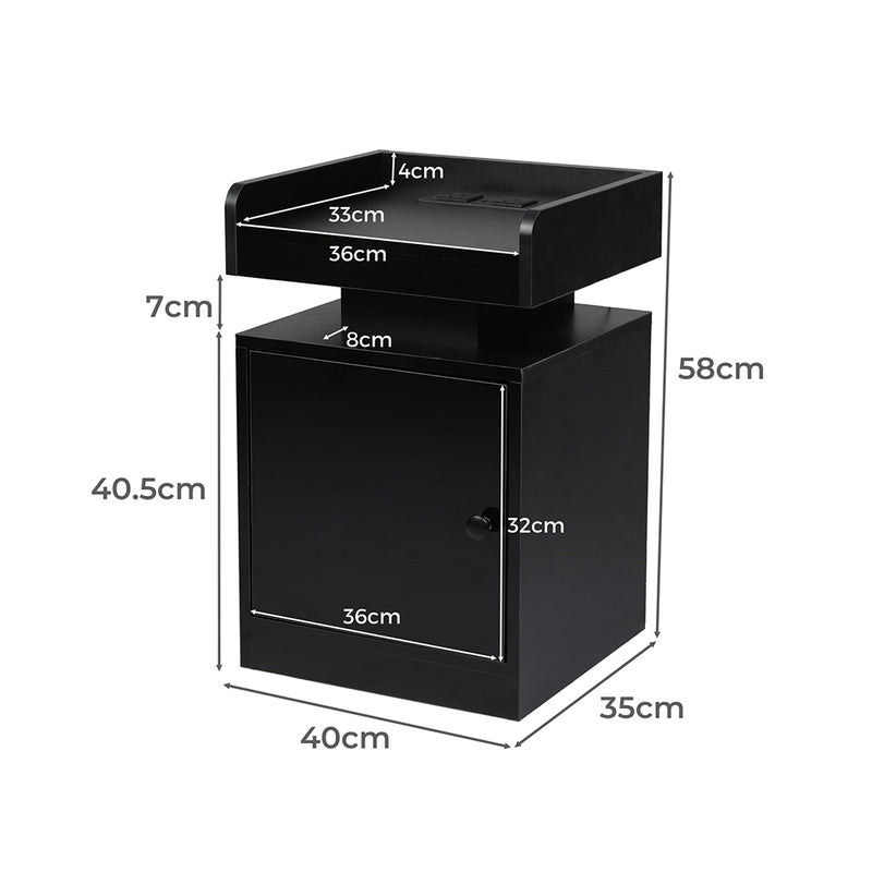 Levede Bedside Table USB Charger Outlet RGB Black-1954802384651816962