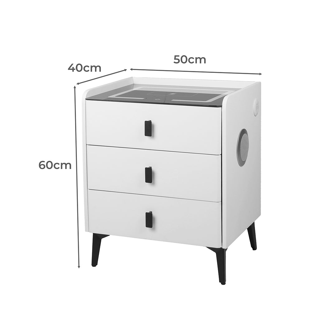 Levede Bedside Table LED Lights Drawers Storage-1954802385335488514