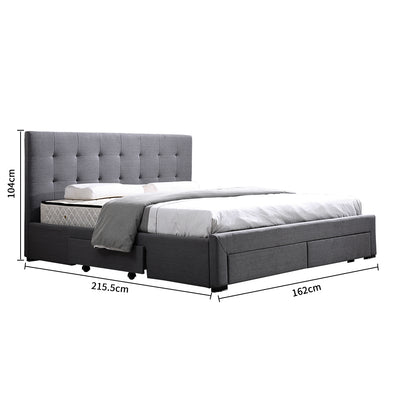 Levede Queen Bed Frame Fabric Tufted Dark Grey-1954802923942842370