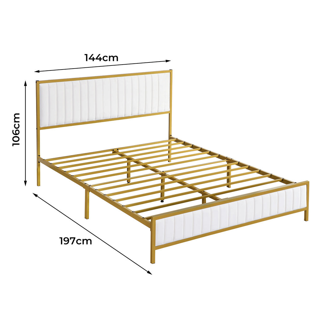 Levede Metal Bed Frame Under Bed Storage Double Beige-1954802450372366338