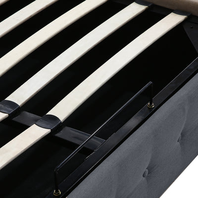 Levede Fabric Bed Frame King Tufted Dark Grey-1954802922613248003