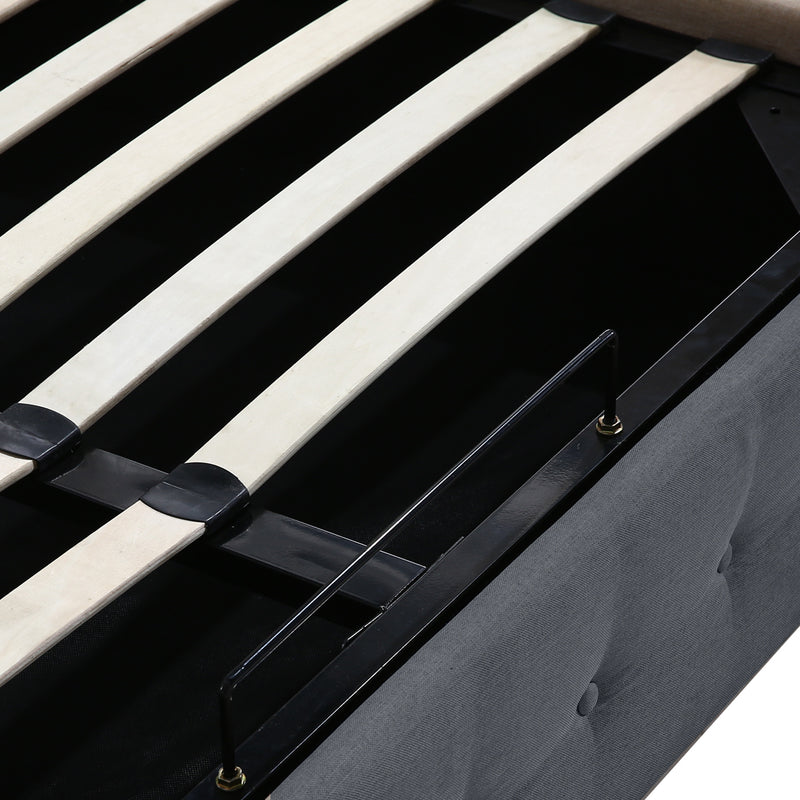 Levede Fabric Bed Frame King Tufted Dark Grey-1954802922613248003