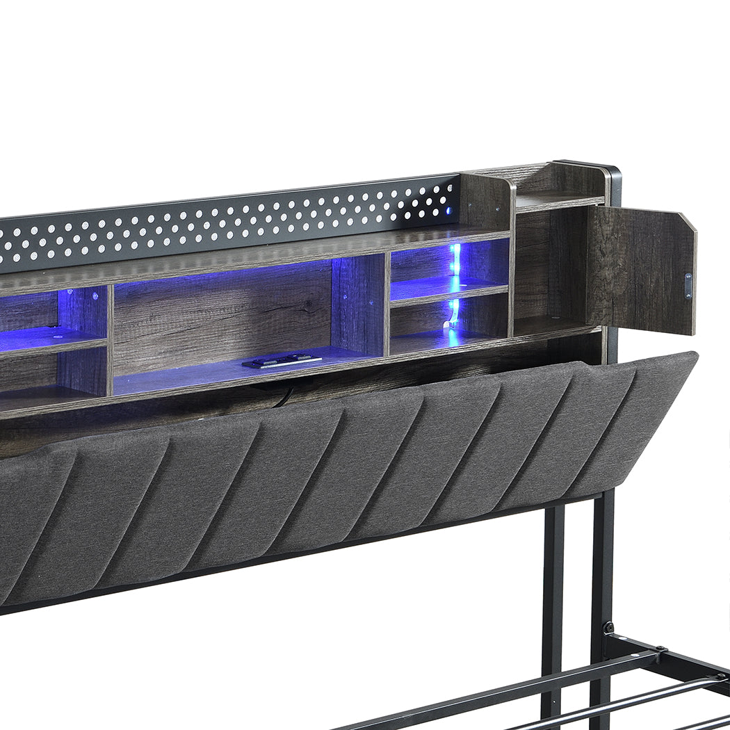 Levede Double Bed Frame with Storage Headboard RGB LED-1954802449730637827