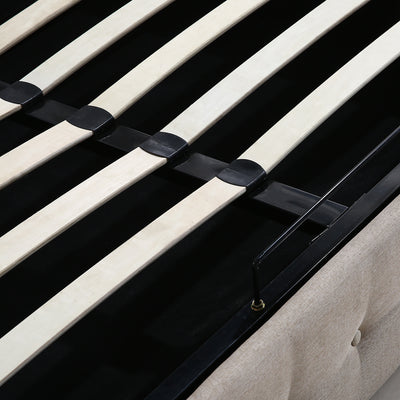 Levede Fabric Bed Frame Double Gas Lift Double Beige-1910113203107532803