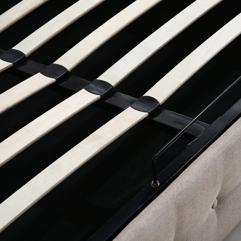 Levede Fabric Bed Frame Double Gas Lift Double Beige-1910113203107532803