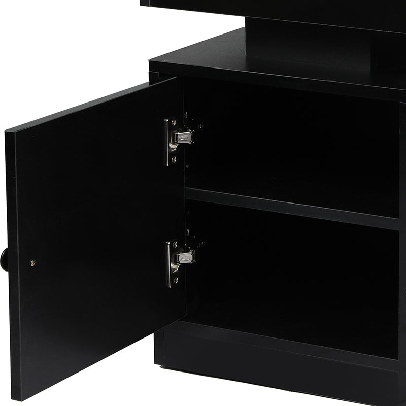 Levede Bedside Table USB Charger Outlet RGB Black-1954802384651816963