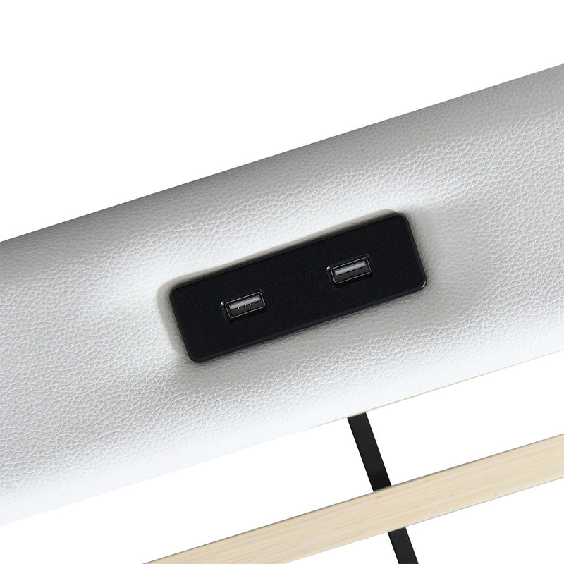 Levede Double Bed Frame With Adjustable Headboard White-1954802444223516675