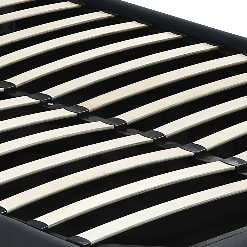 Levede Gas Lift Bed Frame Fabric Base Double Dark Grey-1910113203266916355