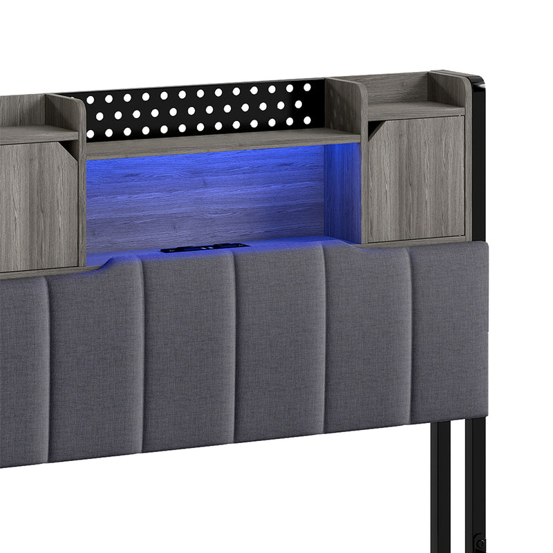Levede Single Bed Frame with Storage Headboard RGB LED-2011971105295831043