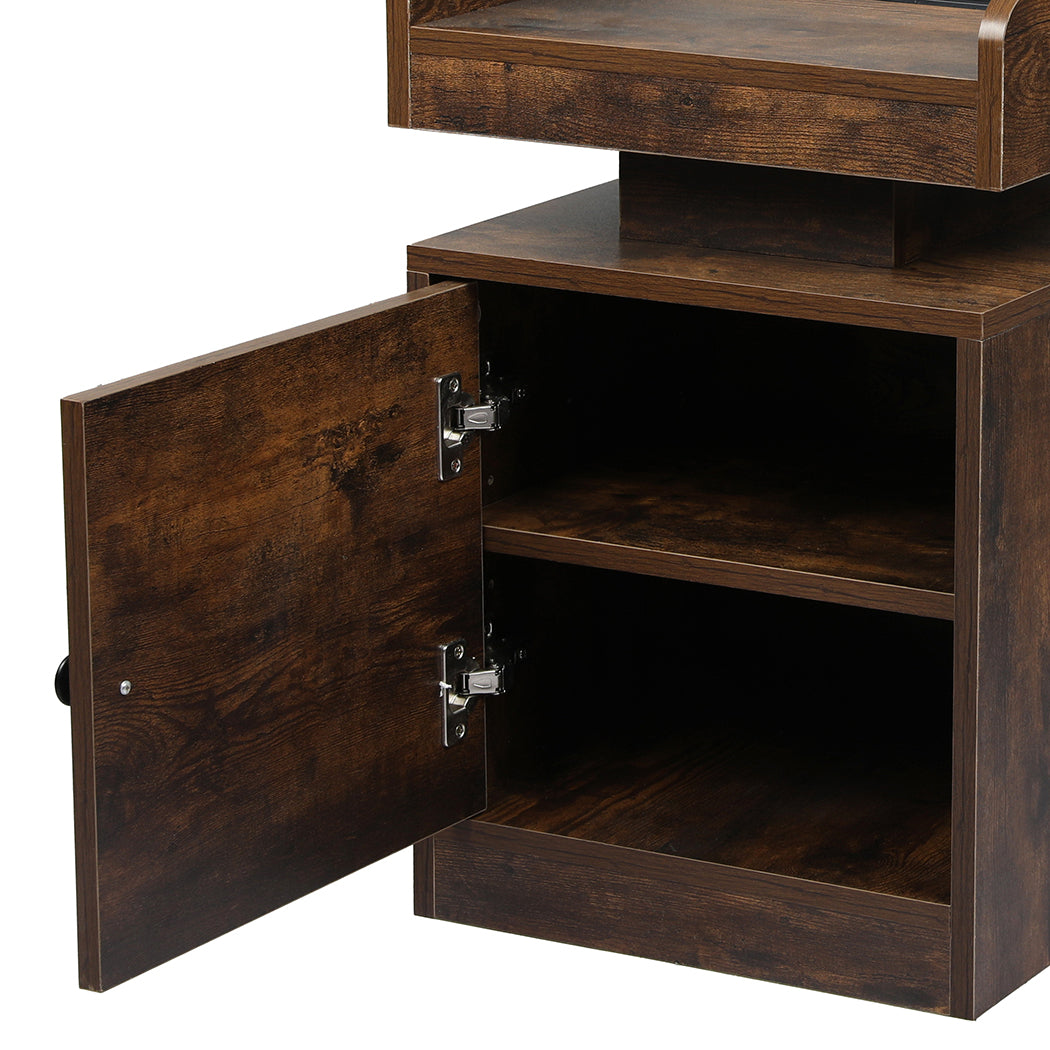 Levede Bedside Table USB Charger Outlet RGB Oak-1954802384819589123