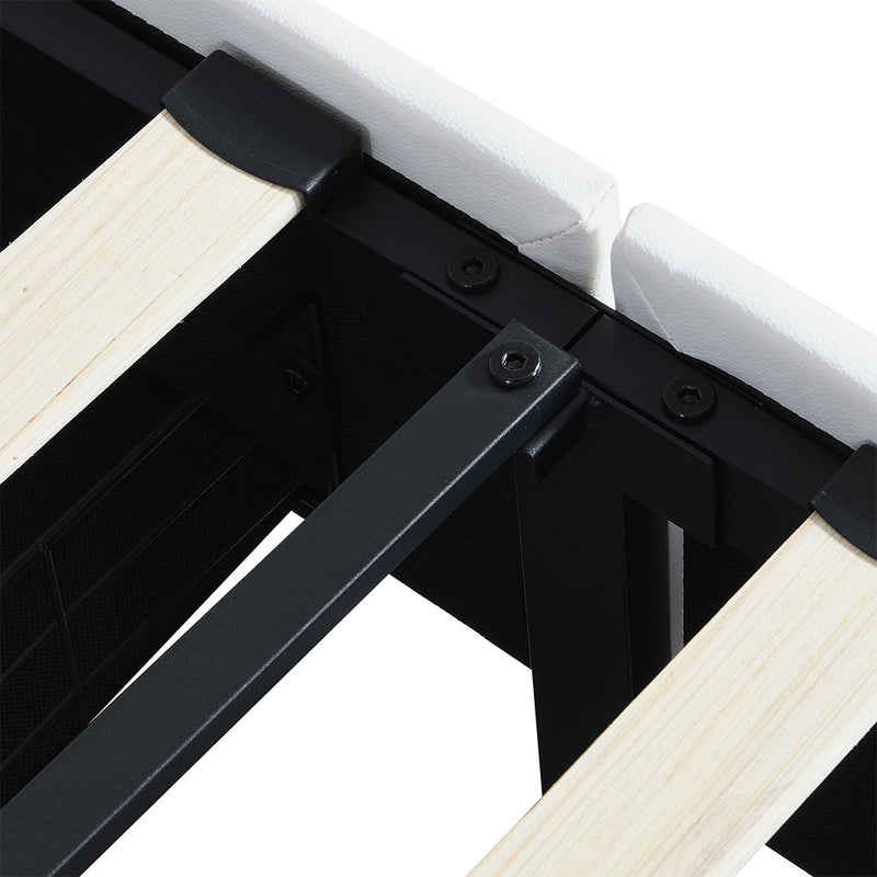 Levede Single Bed Frame Leather Headboard RGB 2 Drawers-1996009957413228548