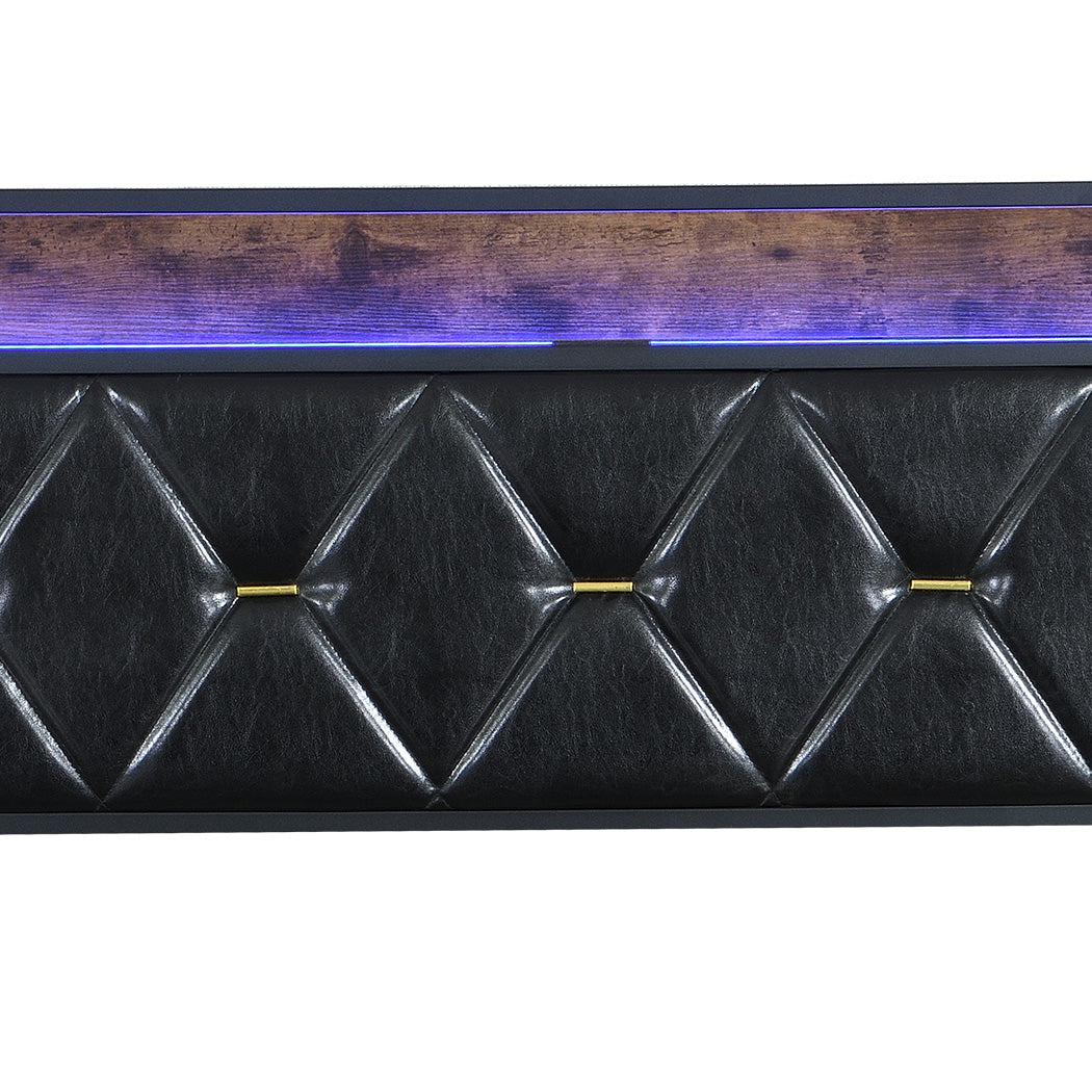 Levede King Bed Frame Leather Headboard RGB 2 Drawers-1996009956867969028