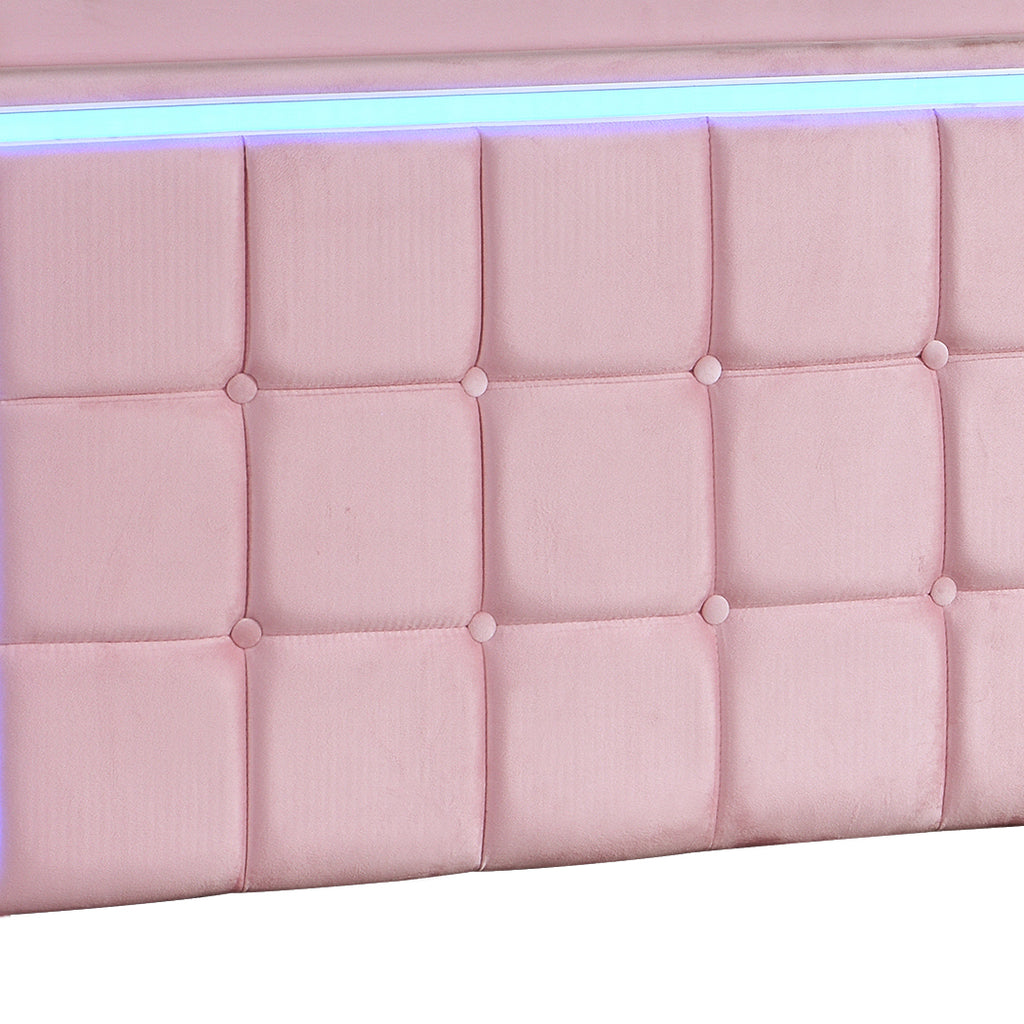 Levede King Floating Bed Frame LED Headboard USB Pink-1996009956473704452