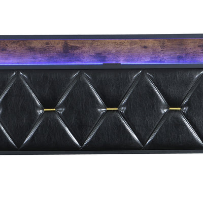 Levede Queen Metal Bed Frame LED Lights 2 Drawers-1954802444034772996