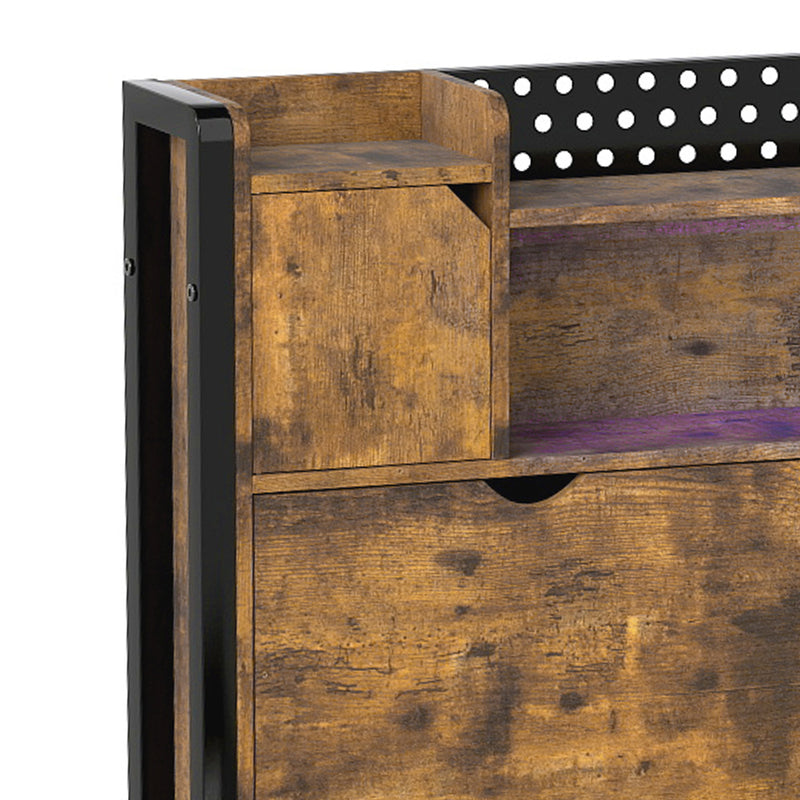 Single Package | Kensley LED Storage Bed Frame Industrial & Glay Bonnell Spring Mattress (Medium Firm)-7