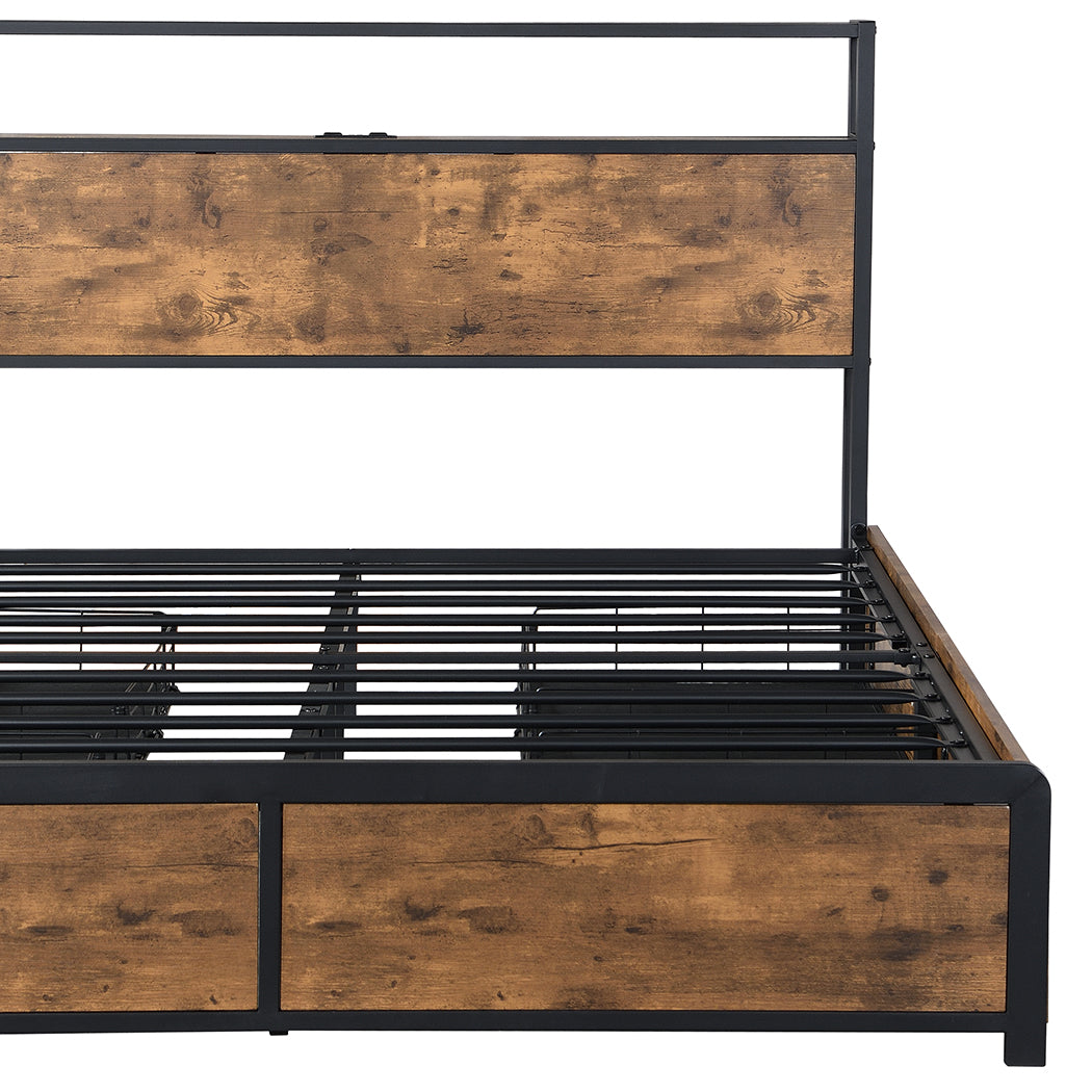 Levede Double Bed Frame RGB LED 4 Drawers USB-1922082151415812100