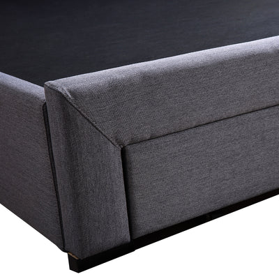 Levede Queen Bed Frame Fabric Tufted Dark Grey-1954802923942842373