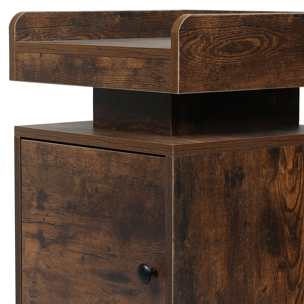 Levede Bedside Table USB Charger Outlet RGB Oak-1954802384819589125