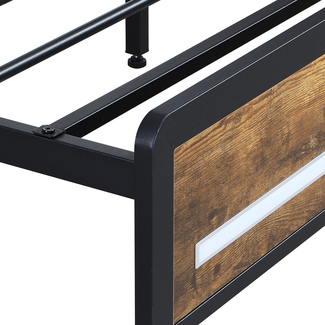Levede Double Bed Frame Storage Headboard Industrial-1954802449265070085