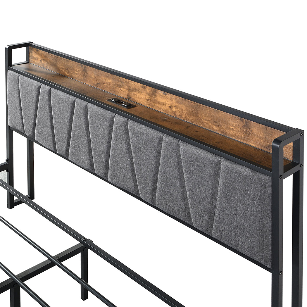 Levede Queen Bed Frame Soft Storage Drawers Headboard USB Charge-1910113213173862405
