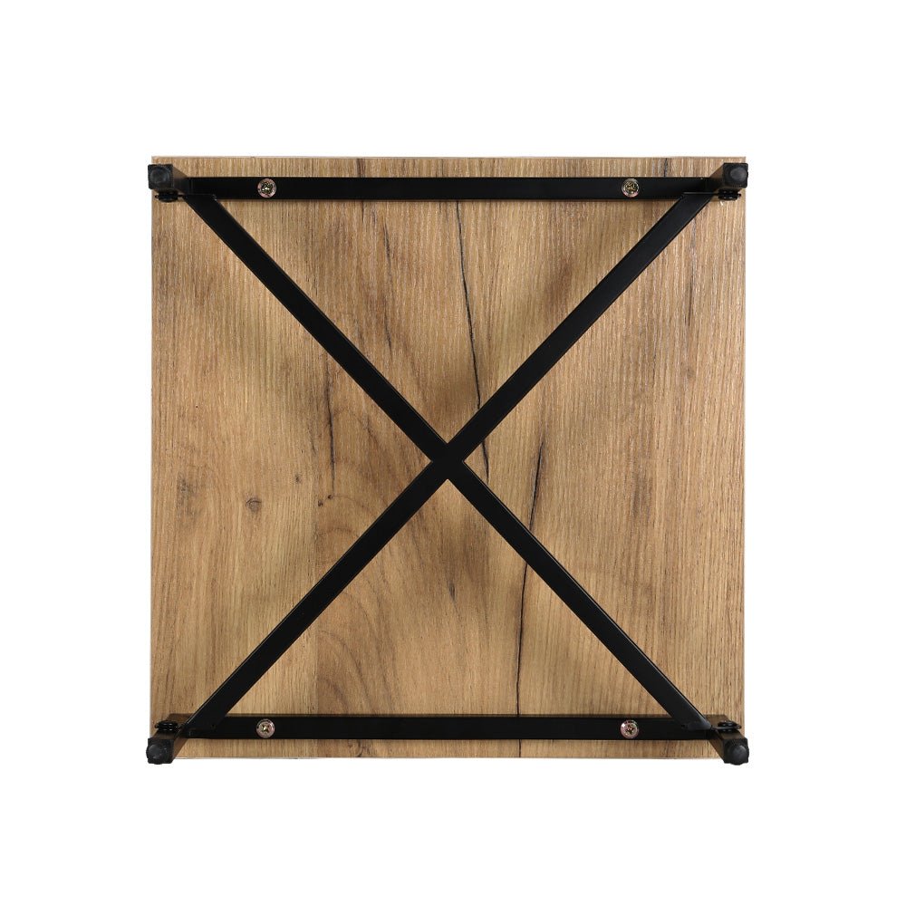 Industrial Style Bedside Table With Drawer Oak - Furniture > Bedroom - Bedzy Australia