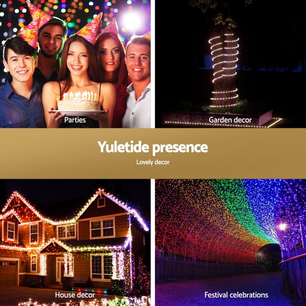 Jingle Jollys 20M Christmas Lights String Rope Light Decoration 600 LED Colorful - Occasions > Christmas > Outdoor Decorations & Lights - Bedzy Australia