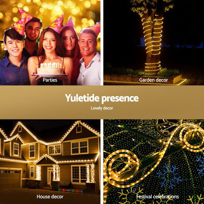 Jingle Jollys 20M Christmas Lights String Rope Light Decorations 600 LED Warm - Occasions > Christmas > Outdoor Decorations & Lights - Bedzy Australia