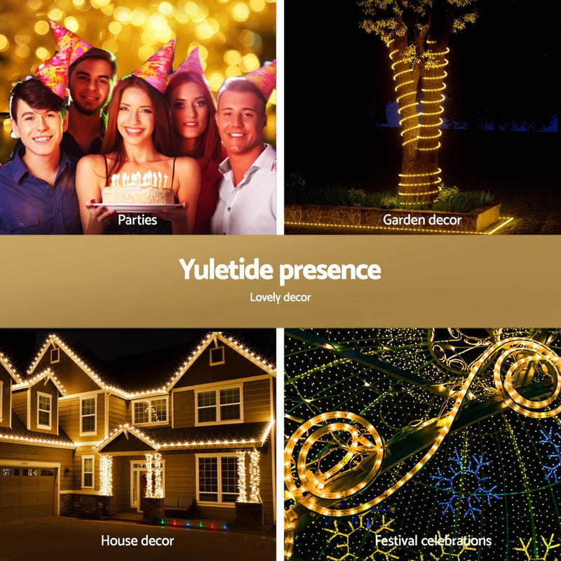 Jingle Jollys 20M Christmas Lights String Rope Light Decorations 600 LED Warm - Occasions > Christmas > Outdoor Decorations & Lights - Bedzy Australia